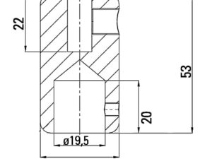 Glasaansluiting plafondaansluiting Round 19 technische tekening