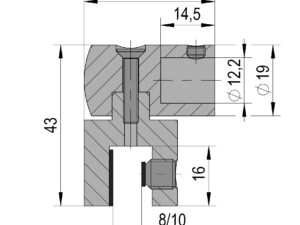 Glasaansluiting Round 12 technische tekening