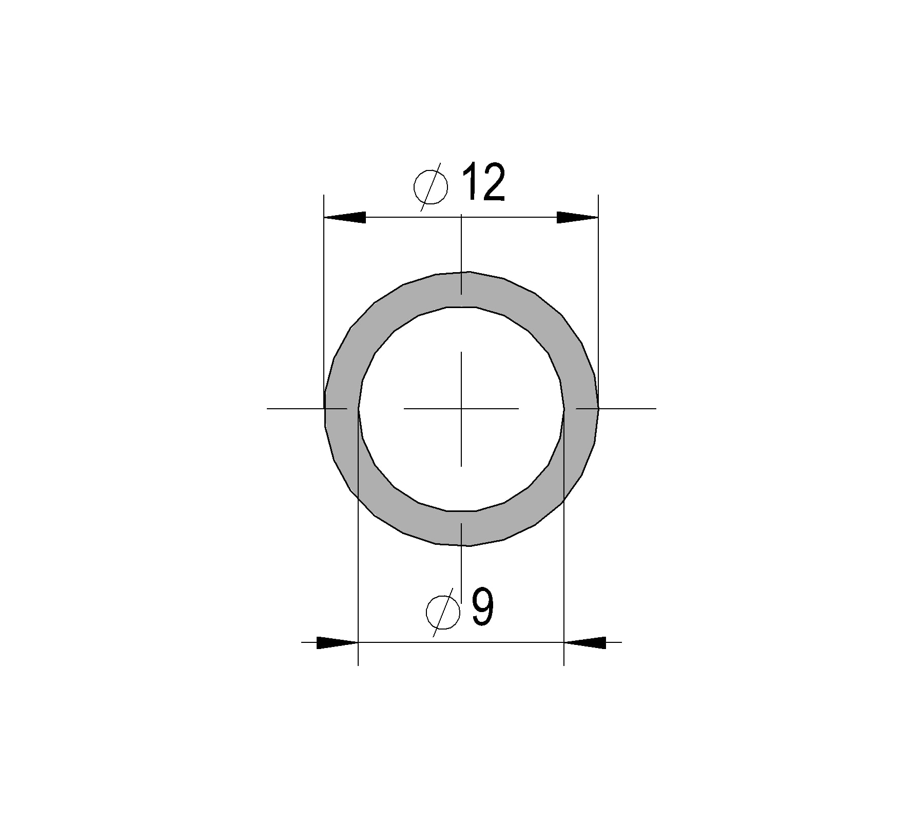 Stabilisatiestang Round 12mm 4 Stabilisatiestang Round 12 technische tekening