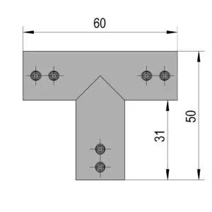Driehoekverbinder Round 12 technische tekening