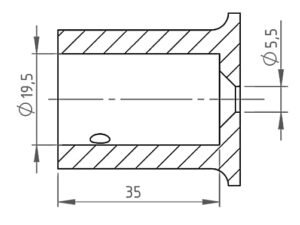 Wandaansluiting versterkte uitvoering Round 19 technische tekening
