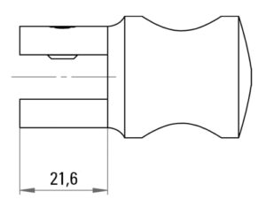 Glasaansluiting met doorgang Round 19 technische tekening
