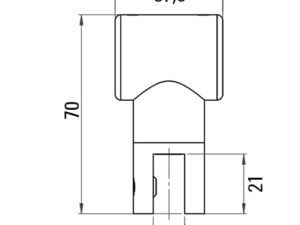 Glasaansluiting hoge uitvoering met doorgang Round 19 technische tekening
