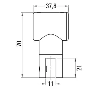 Glasaansluiting hoge uitvoering met doorgang Round 19 technische tekening