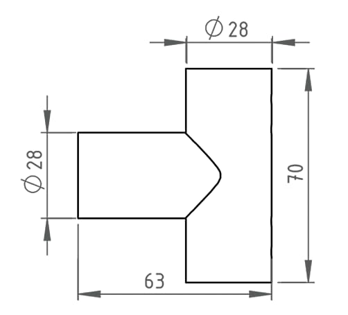 Driehoekverbinder voor stabilisatiestang Round 19mm 10 Driehoekige connector Round 19 zonder glasaansluiting technische tekening