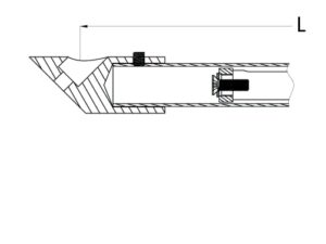 Telescopische stabilisatiestang set 45° wand/glas Round 19 technische tekening