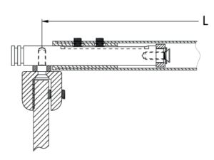 Telescopische stabilisatiestang set glas/glas Round 19 technische tekening