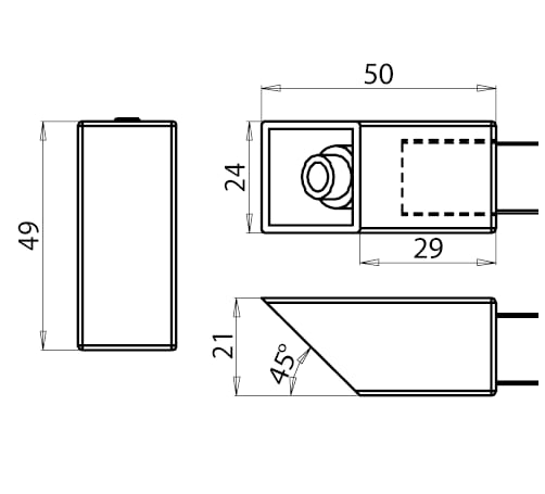 Stabilisatiestang set 45° wand/glas Square 15 8 Stabilisatiestang set 45° wand/glas Square 15 technische tekening