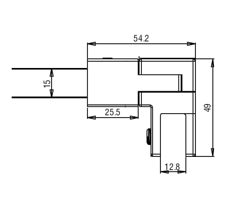 Stabilisatiestang set 45° wand/glas Square 15 9 Stabilisatiestang set 45° wand/glas Square 15 technische tekening
