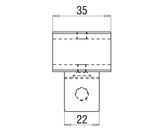Glasaansluiting stabilisatiestang open Square 15 6 Glasaansluiting Square 15 technische tekening