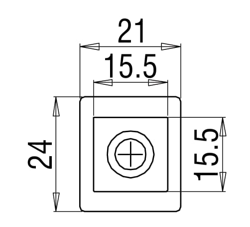 Driehoekverbinder voor stabilisatiestang Square 15mm 6 Driehoekverbinder Square 15 technische tekening