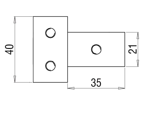 Driehoekverbinder voor stabilisatiestang Square 15mm 8 Driehoekverbinder Square 15 technische tekening