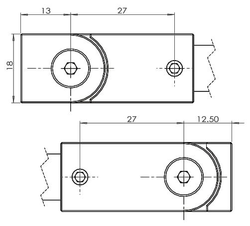 Stabilisatiestang wand/glas set Square 12 12 Stabilisatiestang wand/glas set Square 12 technische tekening