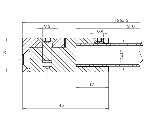 Stabilisatiestang wand/glas set Square 12 10 Stabilisatiestang wand/glas set Square 12 technische tekening