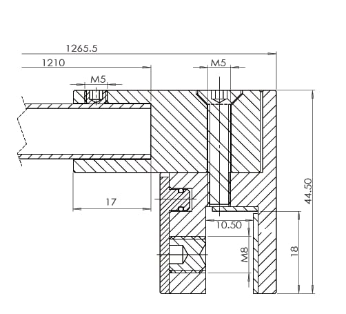 Stabilisatiestang wand/glas set Square 12 11 Stabilisatiestang wand/glas set Square 12 technische tekening