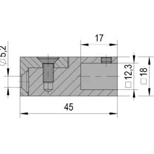 Wandaansluiting Square 12 technische tekening