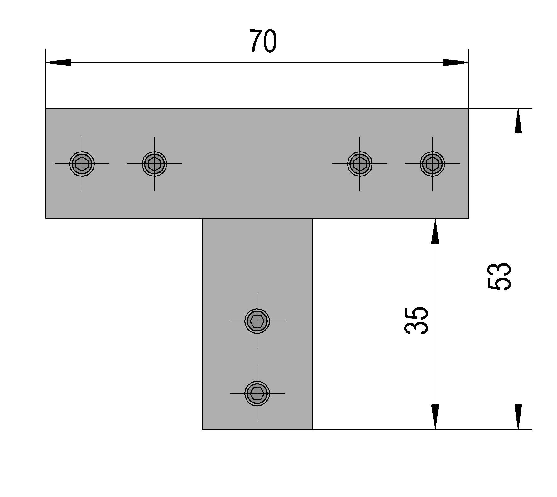 Driehoekverbinder voor stabilisatiestang Square 12mm 4 Driehoekverbinder Square 12 technische tekening