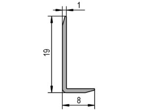 Spiegelprofiel L aluminium technische tekening