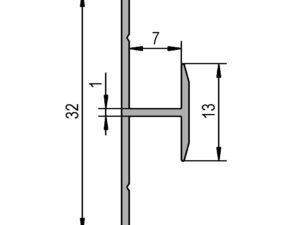 Middenprofiel H aluminium technische tekening