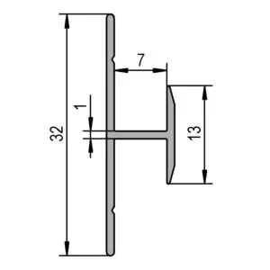 Middenprofiel H aluminium technische tekening