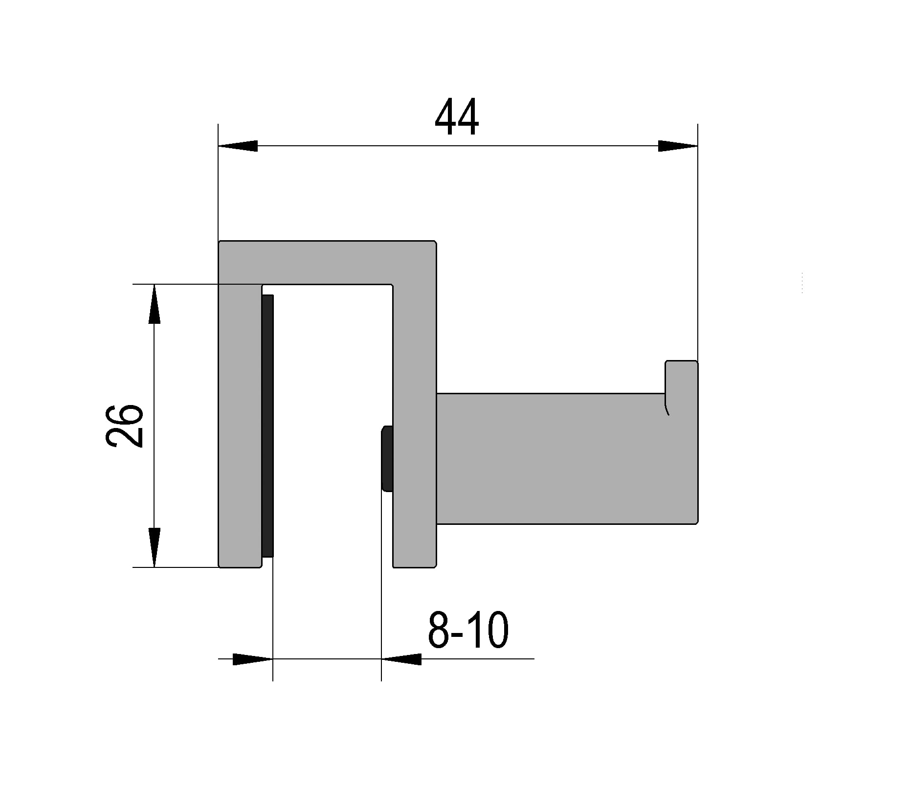 Handdoekhouder 11 Handdoekhouder twee haken technische tekening