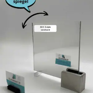 Dubbelzijdige spiegel - 2 zijde verzilverd - 33.1 veiligheids glas (6,38 mm)