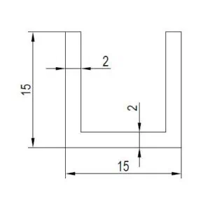 Alternative view of Aluminium U-profiel 15x15x15x2 mm L=6000 mm