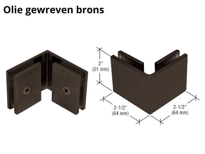 Douche glasklem Vienna 90° glas/glas 16 Douche glasklem Vienna 90° glas/glas olie gewreven brons