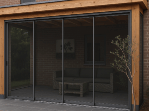 Grijs getinte glazen schuifwand – Complete glasschuifwand