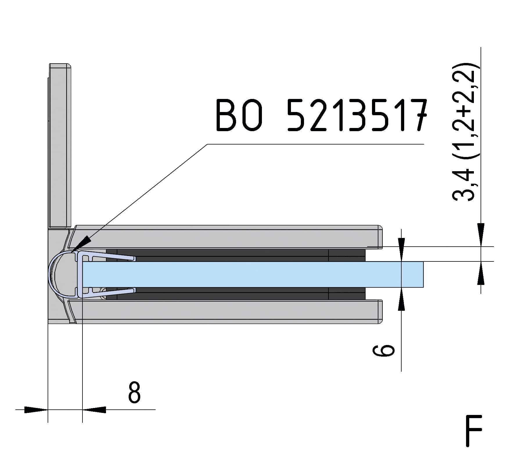 Douchedeur scharnier Juna glas/wand 90° - per 2 stuks 27 Douchedeur scharnier Juna glas/wand 90° technische tekening