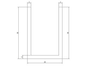 Alternative view of Aluminium U-profiel 30x20x30x2 mm L=6000 mm