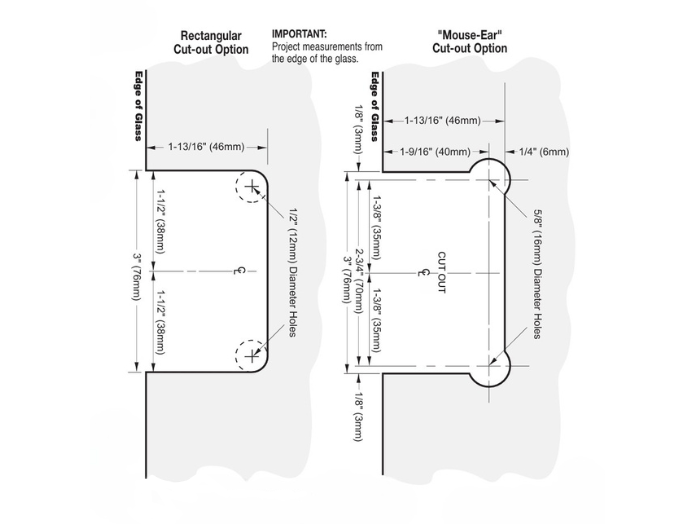 Douchedeur scharnier Vienna 180° glas/glas pre-set model 5 Douchedeur scharnier Vienna 180° glas/glas pre-set model technische tekening