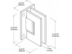 Douchedeur scharnier Vienna 90° wand/glas technische tekening
