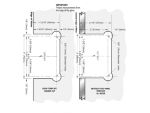 Douchedeur scharnier Vienna 135° glas/glas technische tekening