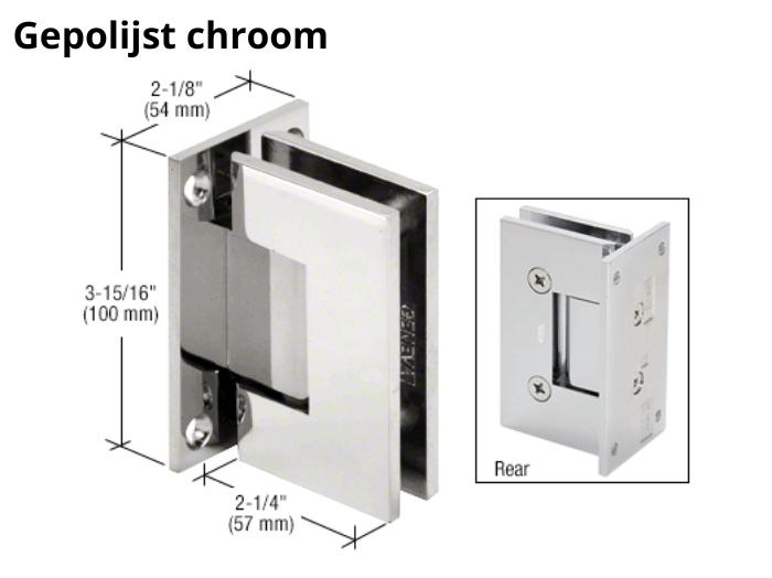 Douchedeur scharnier Vienna 90° wand/glas pre-set model 6 Douchedeur scharnier Vienna 90° wand/glas pre-set model gepolijst chroom