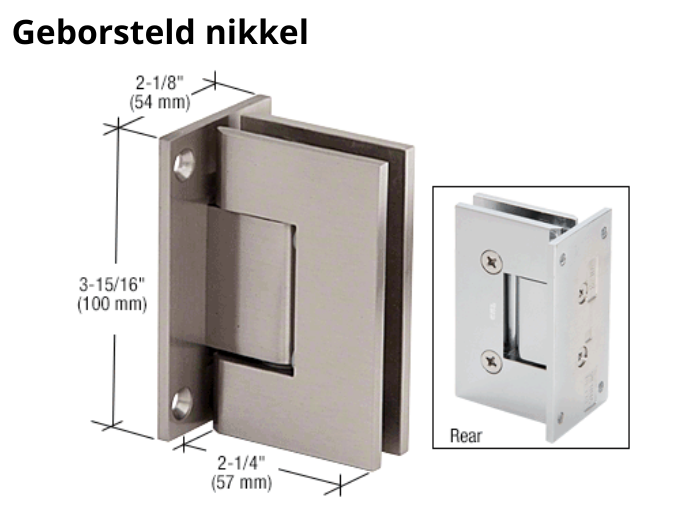 Douchedeur scharnier Vienna 90° wand/glas pre-set model 7 Douchedeur scharnier Vienna 90° wand/glas pre-set model geborsteld nikkel