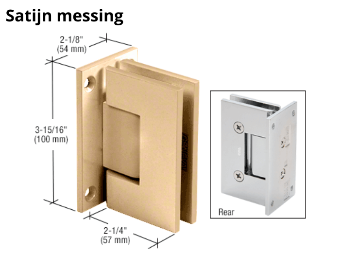 Douchedeur scharnier Vienna 90° wand/glas pre-set model 8 Douchedeur scharnier Vienna 90° wand/glas pre-set model satijn messing