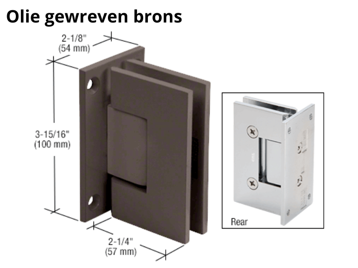 Douchedeur scharnier Vienna 90° wand/glas pre-set model 9 Douchedeur scharnier Vienna 90° wand/glas pre-set model olie gewreven brons