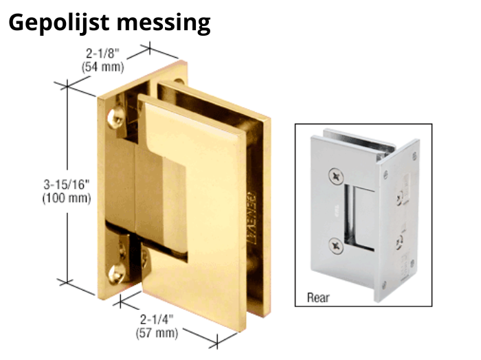 Douchedeur scharnier Vienna 90° wand/glas pre-set model 10 Douchedeur scharnier Vienna 90° wand/glas pre-set model gepolijst messing