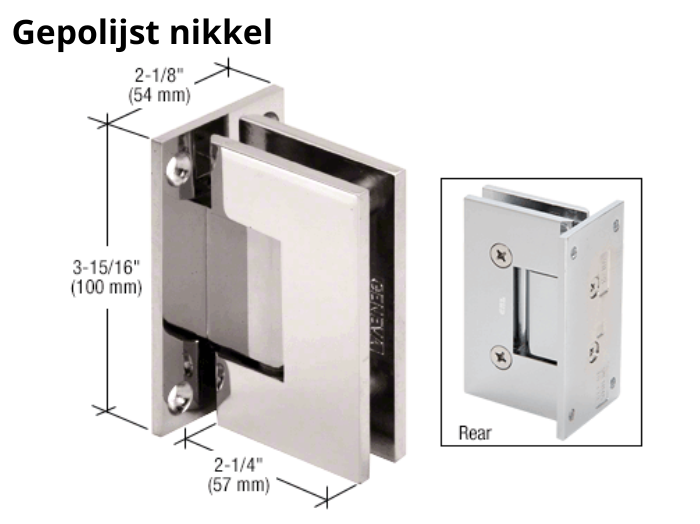 Douchedeur scharnier Vienna 90° wand/glas pre-set model 11 Douchedeur scharnier Vienna 90° wand/glas pre-set model gepolijst nikkel