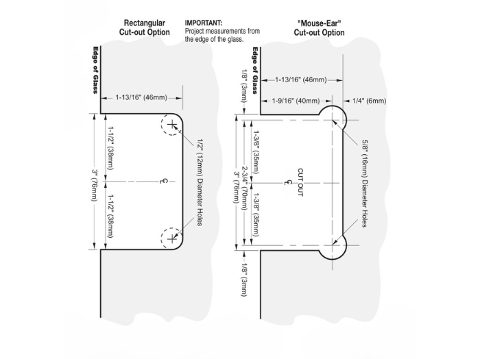 Douchedeur scharnier Vienna 90° wand/glas pre-set model 5 Douchedeur scharnier Vienna 90° wand/glas pre-set model technische tekening