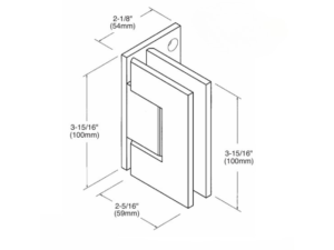 Douchedeur scharnier Vienna 90° wand/glas verlegde muurplaat - verstelbaar technische tekening