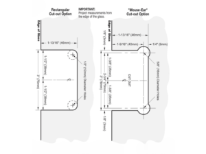 Douchedeur scharnier Vienna 180° glas/glas met nul graden sluiting technische tekening