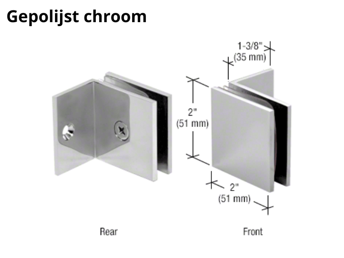 Douche glasklem Vienna 90° wand/glas met kleine steunpoot 6 Douche glasklem Vienna 90° wand/glas met kleine steunpoot gepolijst chroom