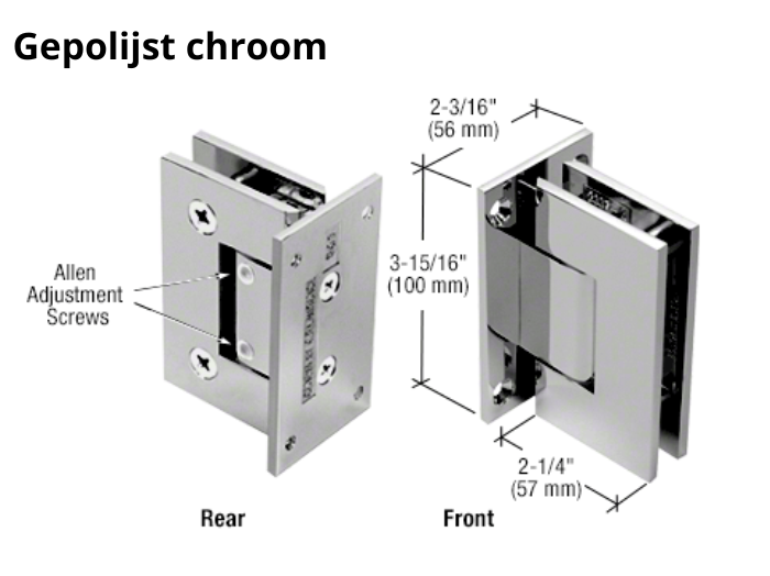 Douchedeur scharnier Vienna 90° wand/glas verstelbare muurbeugel 6 Douchedeur scharnier Vienna 90° wand/glas verstelbare muurbeugel gepolijst chroom