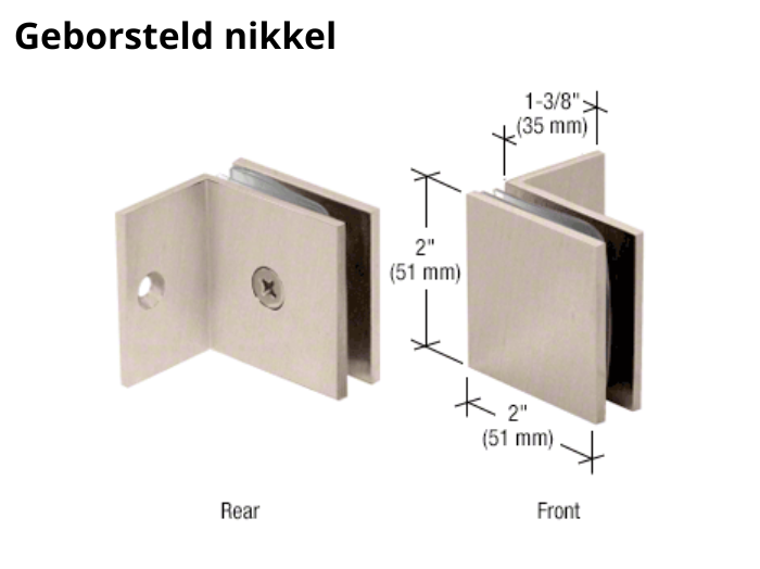 Douche glasklem Vienna 90° wand/glas met kleine steunpoot 7 Douche glasklem Vienna 90° wand/glas met kleine steunpoot geborsteld nikkel