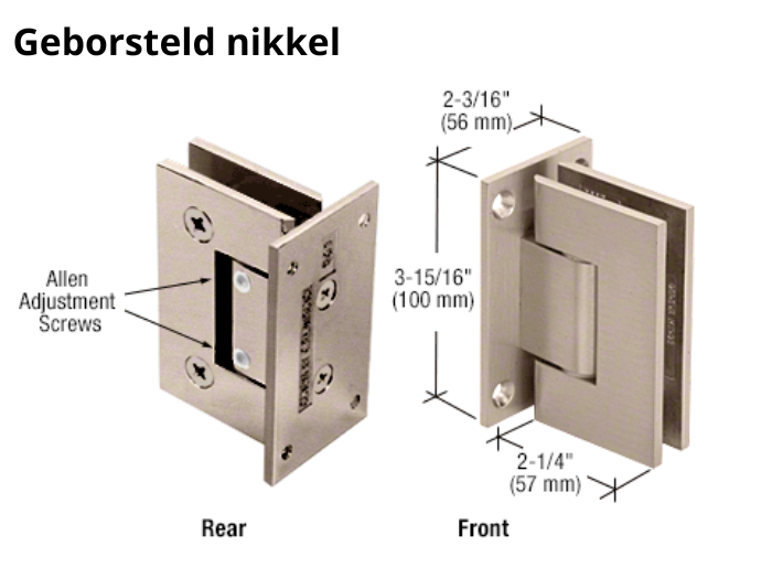 Douchedeur scharnier Vienna 90° wand/glas verstelbare muurbeugel 7 Douchedeur scharnier Vienna 90° wand/glas verstelbare muurbeugel geborsteld nikkel
