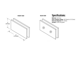 Douche glasklem Vienna 180° glas/glas technische tekening