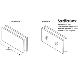 Douche glasklem Vienna 180° glas/glas technische tekening