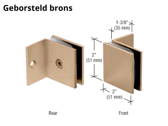 Douche glasklem Vienna 90° wand/glas met kleine steunpoot 9 Douche glasklem Vienna 90° wand/glas met kleine steunpoot geborsteld brons